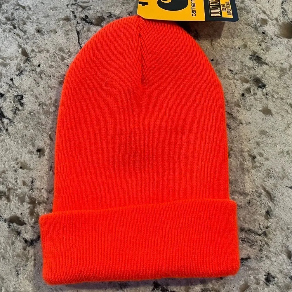 Carhartt Bright Neon Orange knit Beanie -Toddler Model AH8905